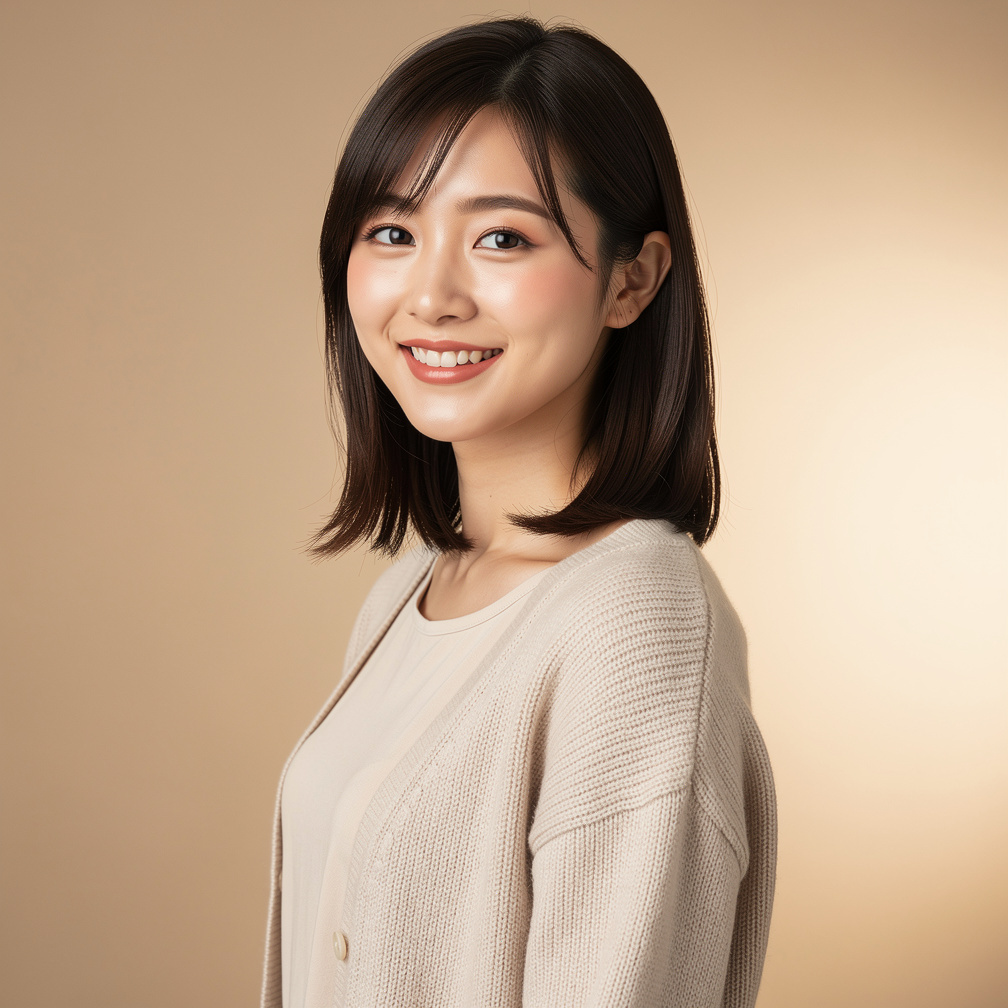 Portrait of a Japanese woman in her 20s, junior reporter